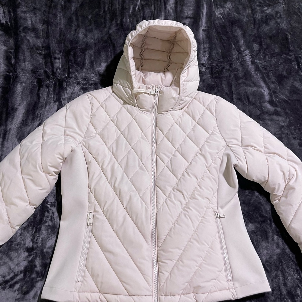 Calvin Klein Quilted White Hooded Puffer Winter Coat